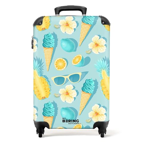 NoBoringSuitcases.com © Valise Rigide de Voyage Valise à roulettes Coque Dure en Bagage à Main - Taille Moyenne en 12 Images (Motif Estival avec des Fleurs...