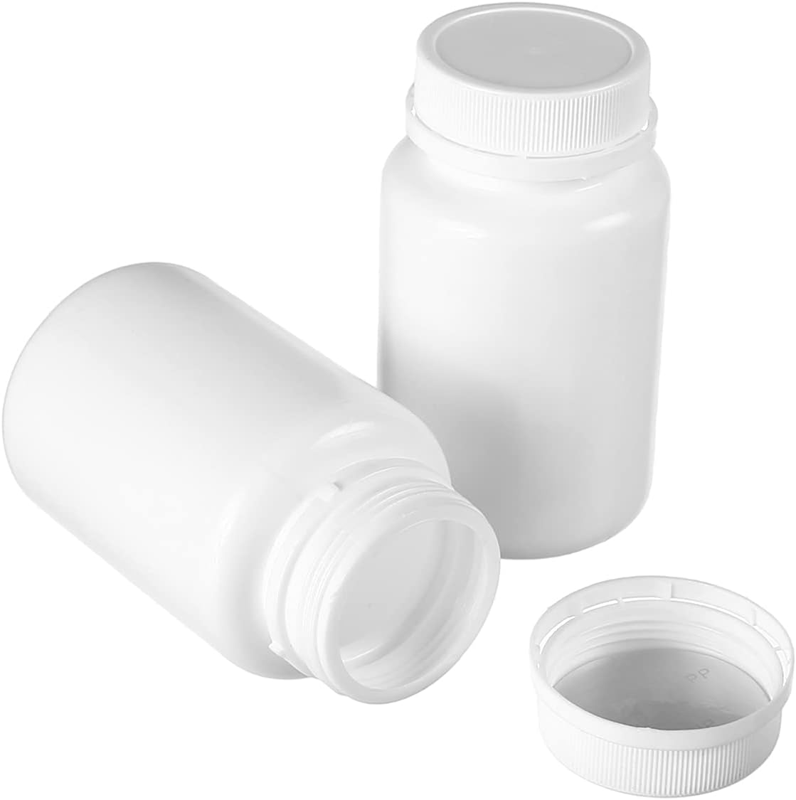 Othmro 20Pcs 5.07oz PE Plastic Containers Lab Chemical Reagent Bottles 150ml Wide Mouth Storage Bottles 32.5mm ID Round Sample Liquid Storage Container Sealing Bottles with Cap for Food Stores White