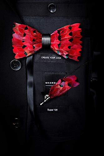Feather Bow Tie Peacock Pre-Tied Bow Tie Brooch Sets Tuxedo Banquet Necktie #TOP1