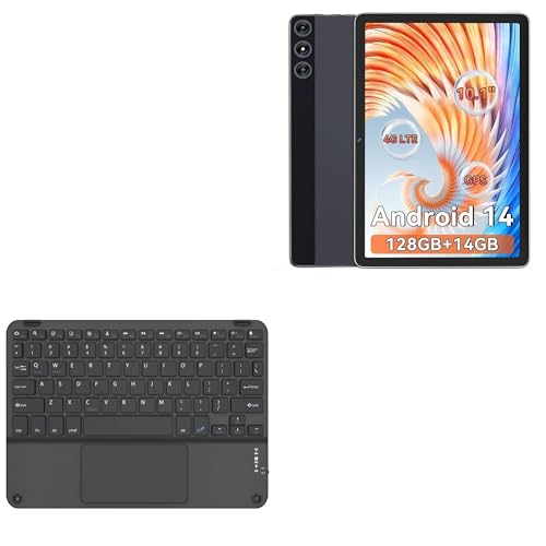 BoxWave Keyboard Compatible with PKHOZ Android 14 Tablet Octa-Core (10.1 in) - SlimKeys Bluetooth Keyboard with Trackpad, Portable Slim TouchPad - Jet Black