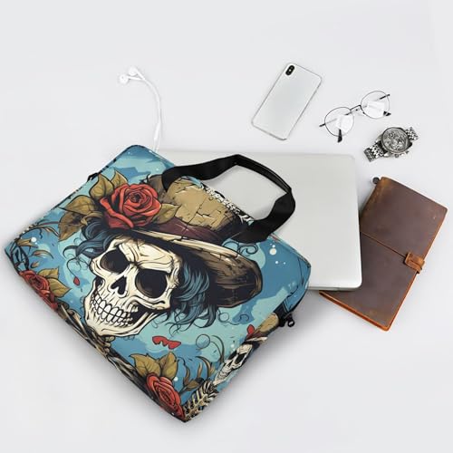 Maletín para portátil con diseño Skull Rose Flowers, 13-15.6 pulg miniatura 7