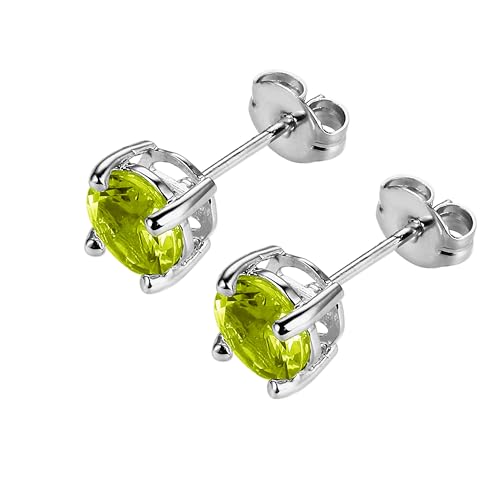 Amazon Essentials R28206ZD00 Sterling Silver Round Peridot Birthstone Stud Earrings  thumb #1