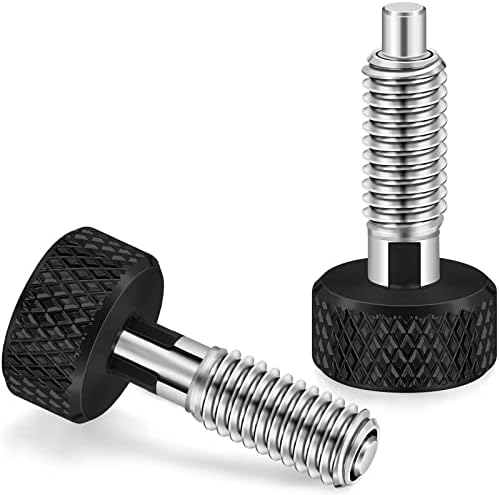 Moxweyeni Hand Retractable Spring Plunger with Knurled Handle Stainless Steel Lock M6 Quick Release Pins for Rolling Toolbox, 1/4''-20 Thread Size 0.500'' Thread Length Without Patch (Black, 2 Packs)