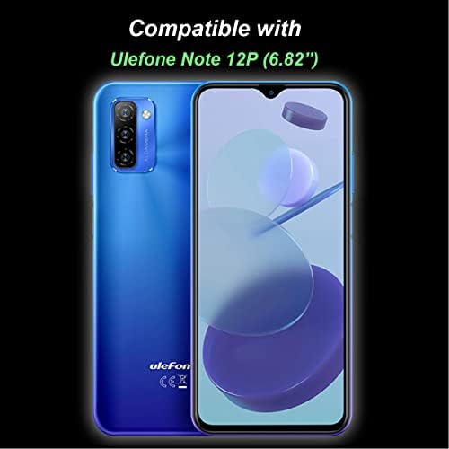 LYZXMY Case for Ulefone Note 12P Transparent + Black Cover + [2 Pieces] Tempered Film Glass Screen Protector - Silicone Soft TPU Cover Shell for Ulefone Note 12P (6.82")