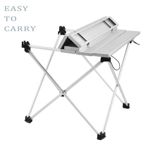 Image of Grope Small Folding Camping Table with Aluminum Table Top Ultralight Outdoor 15.5 inches x 13.8 inches Collapsible Roll Up Folding Beach Camp Table with Carrying Bag (White)