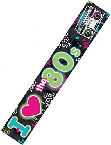 amscan 120071 Totally 80s Foil Banner 7.6m, Black