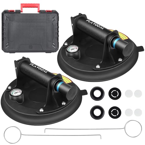 Flavocal 2024040701 8 Inch Heavy Duty Suction Cup Lifter For Lifting Glass, 2 Pack Industrial Glass Vacuum Suction Cups With Pressure Gauge,Anti-Slip Handle,Tile Suction Cup cover