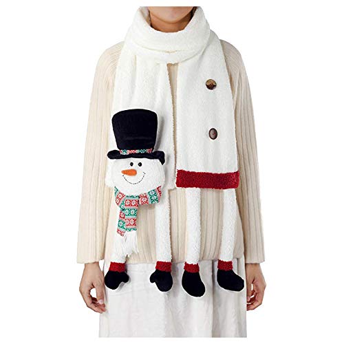 Preisvergleich Produktbild CRE87 Damen Kind Weihnachtsschals Warme Winterschals Lange Pashmina Stola Halstuch Weiche übergroßer Deckenschal Tücher Weihnachtsdekoration Geschenke(A Weiß,220X18cm)