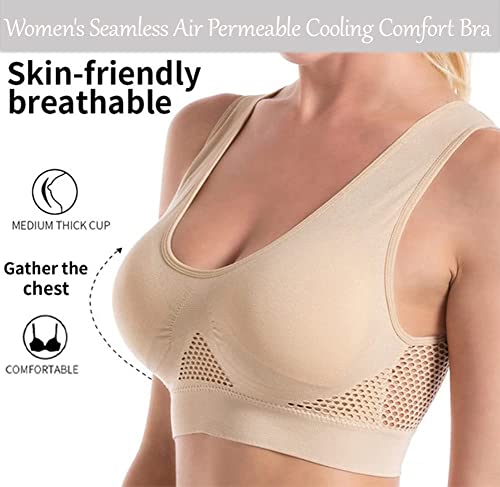 Breathable Cool Lift Up Air Bra, Women's Seamless Air Permeable Cooling Comfort Bra (Black,Medium) #TOP2