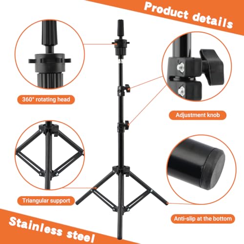 LVOERTUIG Wig Head Stand - Adjustable Mannequin Head Tripod for Hairdressing & Cosmetology Training (Head Not Included) - Thumbnail 7