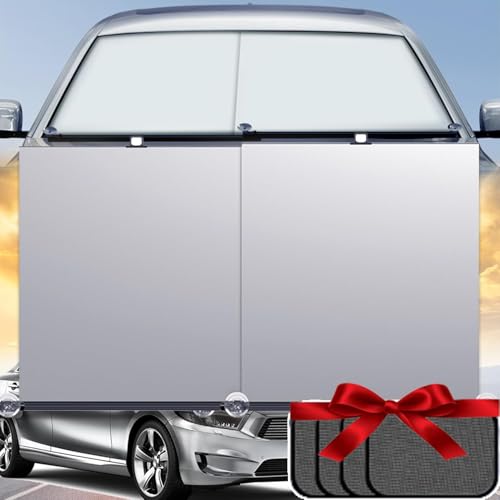 Beyonddraw Automatically Car Sunshade,Sakesfor Automatic Retractable Sun Shade,Laser Reflective Windshield Sunshade, 2025 Upgrade Adjustable Sunshades for UV and Heat Protection (Black+4 Pieces)