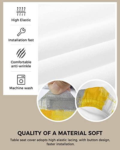 Savannan Dining Room Chair Seat Covers, Farmhouse Abstract Art Gray And Yellow Block Removable Stretch Chair Seat Cushion Slipcovers Protector For Holiday Party Festival Decoration, Set Of 2 #TOP1
