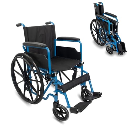 Mobiclinic®, Folding Wheelchair Lightweight, with Big Wheels, Self Propelled, Marsella, Transit Wheelchair, Mobility aids, Quick-Release castors at The Push of a Button, Sturdy, Seat 18.11 in