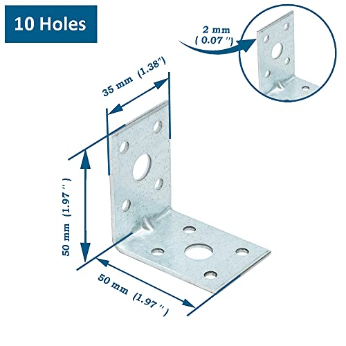 VHG Innovation Corner Brackets Wood Connectors, Pack of 15 (50 x 50 x 35 x 2) Heavy Duty Reinforced Braces - Image 4