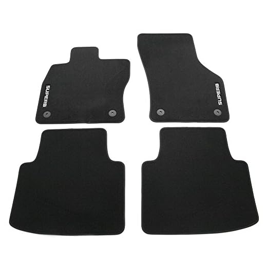 Skoda 3V1061404B Textil Fußmatten 4x Stoffmatten schwarz mit SUPERB Schriftzug