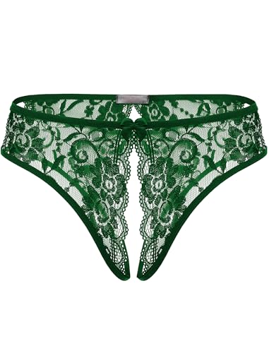 Image of Avidlove Women Lace Panties Sexy Thong Underwear Floral Lace Briefs | Womens sexy panty with Cute Bow Center Low Rise Underwear Mesh Hollow Out G-String 1-4 Pack