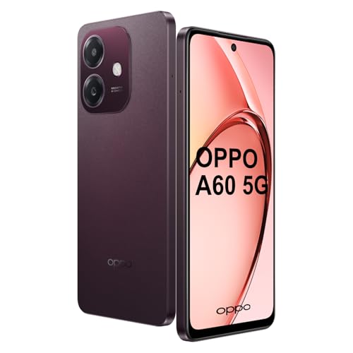 OPPO A60 5G Smartphone, 50MP Ultra-Clear Camera, 120Hz Display, 5100mAh Battery, 45W SUPERVOOCTM Flash Charge, Splash Touch, NFC, Dual SIM, 4+128GB-Rojo (Sin Cargador)