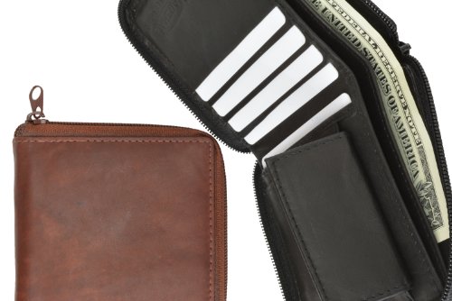 MARSHAL Zip Around Bifold Wallet with Snap Down Coin Purse for Men3