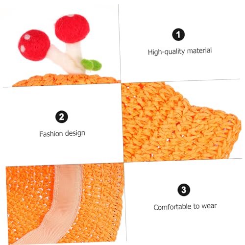 Hemoton Mushroom Decor Boys and Girls Beach Hat Lightweight for Toddlers Portable Orange2