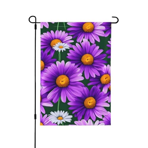 Drapeaux décoratifs motif marguerite violette extérieur jardin - 2