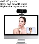 4K USB Webcam, HD Webcam with Microphone, 360°Rotation USB PC Computer Web Camera with AutoFocus for Zoom/Skype/Facebook, Recording, Conferencing Webcam for Laptop Desktop (Black)