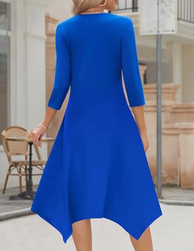 Image of Zeagoo Midi Dresses Women 2026 Dress 3 /4 Sleeve Casual Dresses with Pockets A Line Summer Beach Sundress