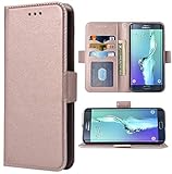 Phone Case for Samsung Galaxy S6 Edge Folio Flip Wallet Case,PU Leather Credit Card Holder Slots Heavy Duty Full Body Protection Kickstand Hard Hybrid Protective Phone Cover S6edge 6s 6 Rose Gold