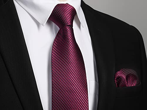 Image of Enlision Mens Ties Stripe Tie and Pocket Square Set Classic Formal Woven Neckties Handkerchief Cufflinks Wedding