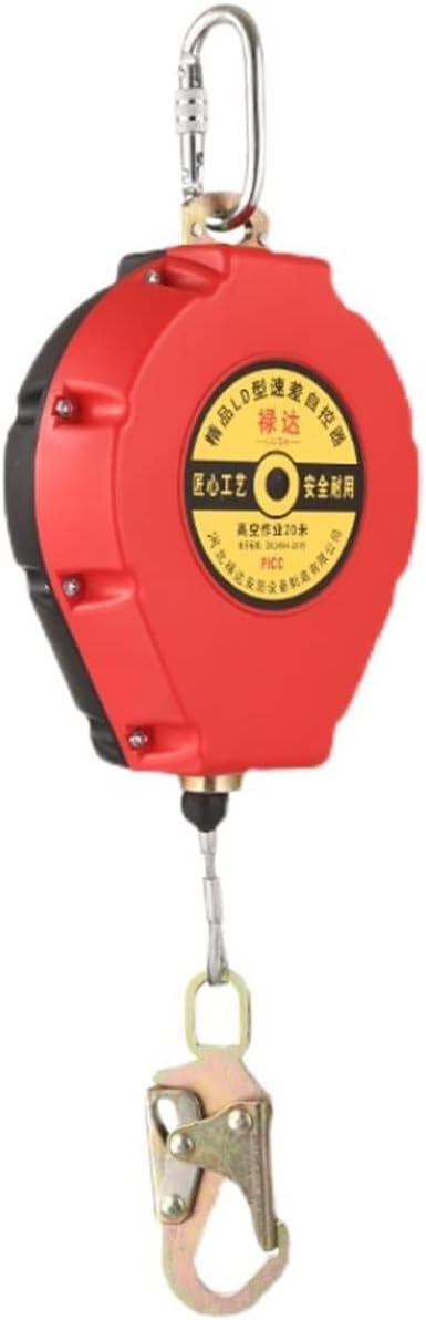 Fall Protection Retractable Lanyard with 4mm Wire Rope and Alloy Shell, 330lbs Self Retracting Lifeline Fall Arrester for Rock Climbing and Aerial Work, Personal Protection Equipment(7m)