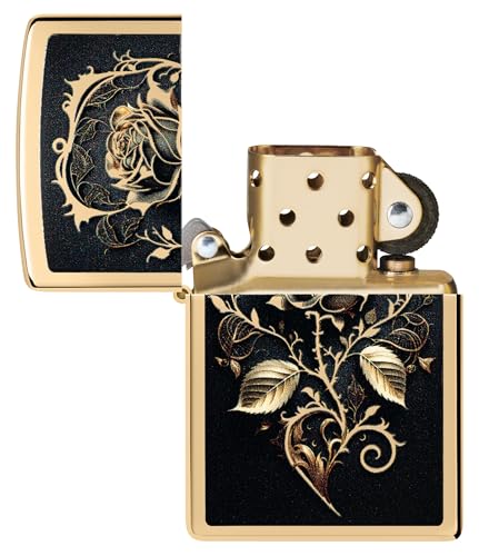 Zippo Sturmfeuerzeug - Golden Rose, High Polish Brass, Color Image - Nachfüllbar - Wiederverwendbar - Windfestes Design - Geschenkbox - Made in USA