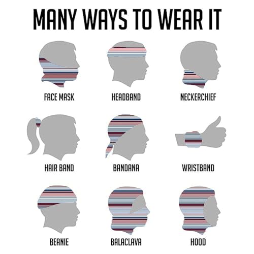 Máscara facial con rayas rojas, azules, blancas y grises para frío, pañuelo protector para cuello, bandana impermeable al viento para hombres y mujeres, gorro elástico para motocicleta, ciclismo, esquí y fiesta miniatura 6