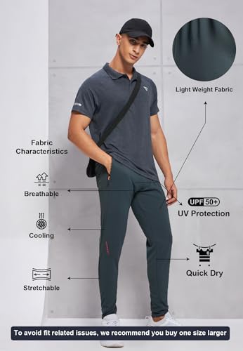 Image of TECHNOSPORT Mens Polyester Slim Fit Activewear Track Pant with SPF50+ for Running, Workout Wear Antimicrobial & Quick Dry