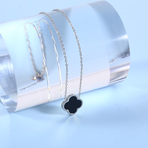 3 PC Set 18K Gold Plated Clover Necklace Dainty Four Leaf Clover Necklaces For Women Mothers Day Gift Birthday Valentine's Day Charm Necklace4