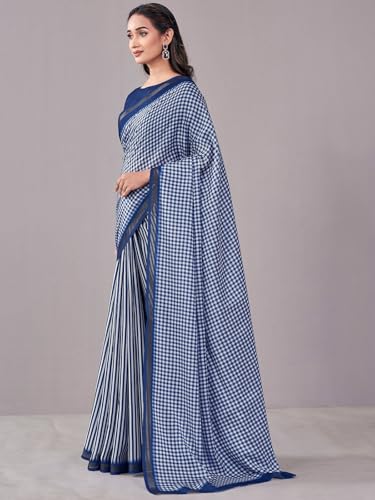 Image of Satrani Women's Silk Printed Saree with Unstitched Blouse Piece