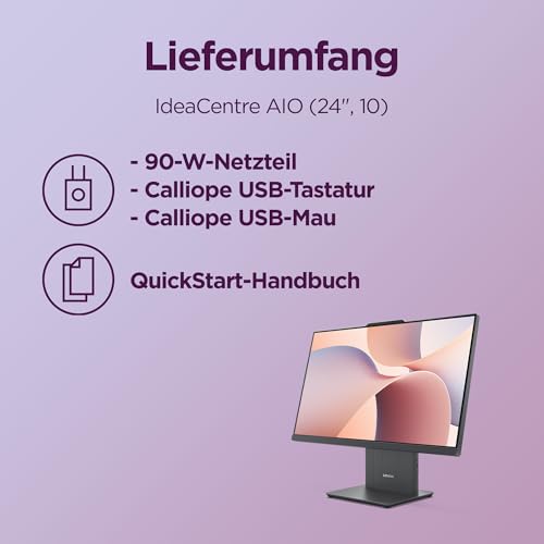 Lenovo IdeaCentre All-In-One PC | 23.8\ Full HD Display | AMD Ryzen 5 220 | 16GB RAM | 1TB SSD | AMD Radeonn Grafik | Win11 | Inkl. USB Maus-Tastatur | Luna grau | 3 Monate Premium Care