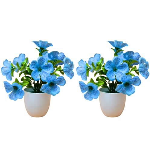 Image of fancymart Artificial Real Touch Flower Plant with Pot (Pack of 2), 16 cm Height, Decorative Faux Floral Plant for Home, Office, Living Room, Bedroom, Table & Shelf Decor