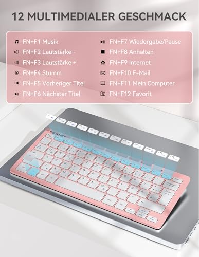 TECKNET Slim Kabellose Tastatur, Deutsches Layout, 78 Tasten Mini Wireless Tastatur mit Nano USB Empfänger für Windows/Chrome OS Smart TV… – Ansicht 5