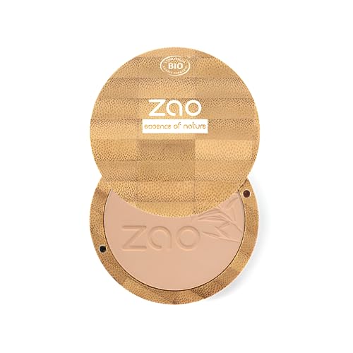 Polvo Compacto Vegano Bio Make Up ZAO 9 g - Polvo de maquillaje natural vegano - opaco y matificante - Recargable - Nº 303 Beige Albaricoque