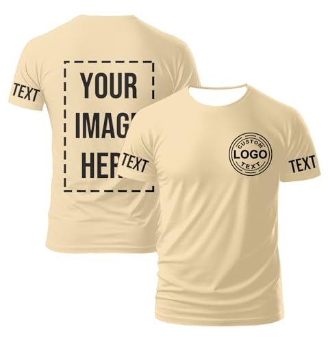 Custom T Shirts for Men Women Custom Tshirts Personalized T Shirt Unisex Design Your Own Customized Thirts Tee Customized Gifts Add Logo Text Photo Image Front/Back Print Medium