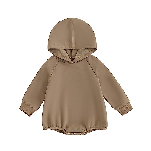 Image of Thorn Tree Newborn Baby Boys Hooded Sweatshirt Long Sleeve Solid Romper Infant Baby Fall Winter Spring Outfits