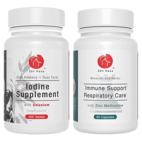 Zen Haus Iodine and Immune Bundle - 12.5 mg Iodine Complex with The Immune and Respiratory Support Formula Cover