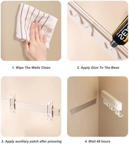 Wall Mounted Kitchen Utensil Holder with 12 Hooks, Self-Adhesive Sliding Hooks Organizer for Under Cabinet Tools, Versatile Bathroom & Kitchen Storage Solution (Gray, 60cm)