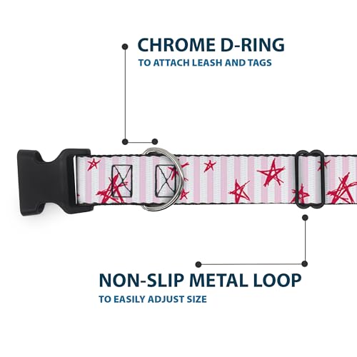 Collier plastique clip étoiles Buckle Down抗拉扯大中型犬15–66cm颈圈
