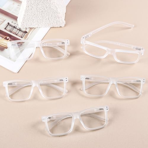 Image of Eyekepper 0.25 Reading Glasses, Readers for Men Women, 5 Pack Clear | Stylish Mens Womens Cheaters,Large Fashion Reader Eyeglasses,All-Day Comfort Spring Hinges,Scratch Resistant for Work /Crafts