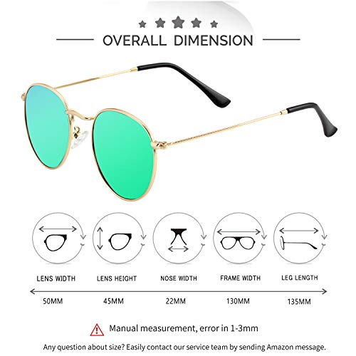 Image of Kursan Small Round Metal Polarized Sunglasses for Men Women Mirrored Lens Classic Circle Sun Glasses