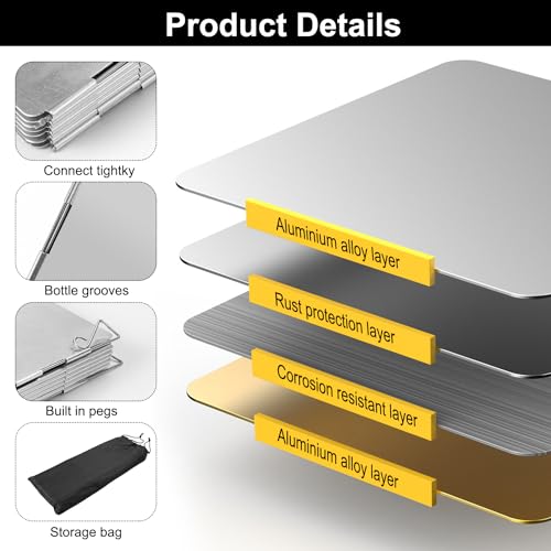 EXIN DEHCEN Windschutz für Gaskocher/Campingkocher mit 12 Lamellen, Leichter Faltbar Aluminium Windschutz, Camping Gaskocher Windschutz, mit Tragetasche, für Outdoor Grill, Öfen, Gaskochern