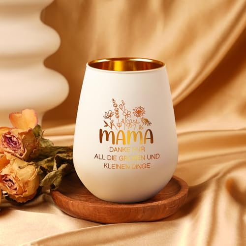 Craftique Muttertagsgeschenk, Geschenke für Mama - Windlicht mit Blumenmuster- Mama Geschenk, Geschenk Mutter Geburtstag, Geburtstagsgeschenk für Mutter, Bonusmama
