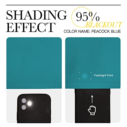 NICETOWN Peacock Teal Blackout Curtains 84inch Length - Chic Thermal Insulated Grommet Room Darkening Window Drapes for Bedroom/Living Room, 1 Panel, W52 x L84