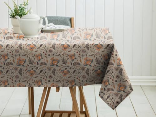 Image of Casableu Kasbah Stone Table Cloth for 6 Seater Dining Table | 52x72 Inch Rectangular Table Cover | Dust-Proof, Washable Fabric | Decorative Dining Table Cover for Home