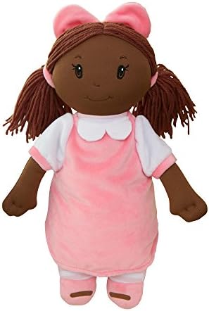 Little Darlings Plush Baby Doll with Dark Complexion and Black Hair, African American Doll, Plush, Gift for Kids, Baby Girl, Custom Plush Doll, Baby Toys, Pink